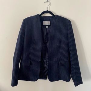 H&M Wool Blend Pinstripe Blazer in Navy